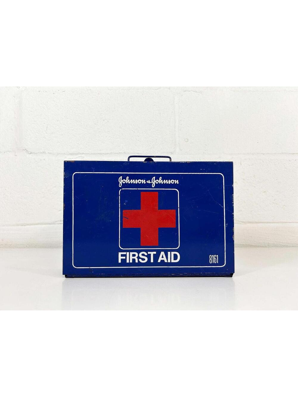 Vintage Metal First Aid Kit Johnson Industrial Bathroom Medicine Cabinet 1970s